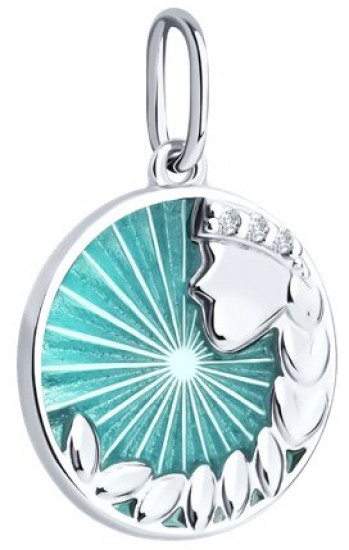 Подвеска из серебра с фианитами и эмалью