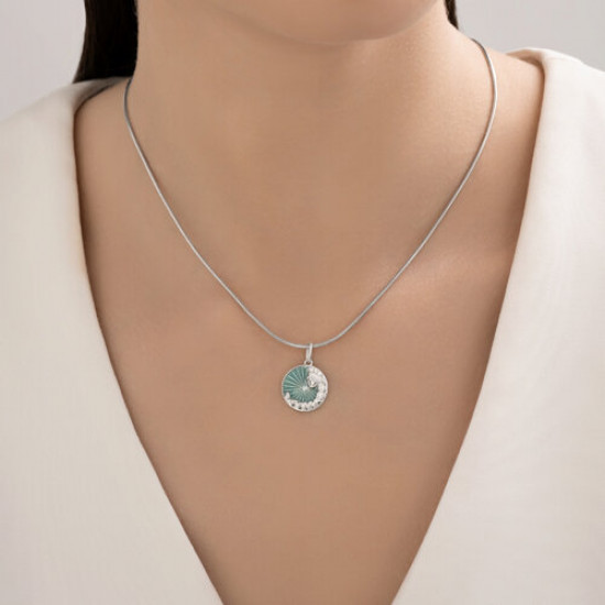 Подвеска из серебра с фианитами и эмалью