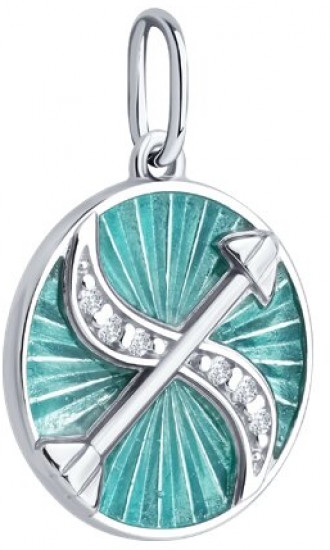 Подвеска из серебра с фианитами и эмалью