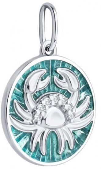 Подвеска из серебра с фианитами и эмалью