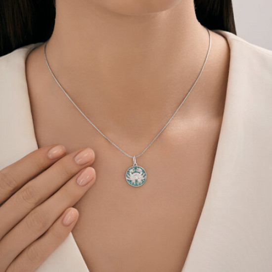 Подвеска из серебра с фианитами и эмалью