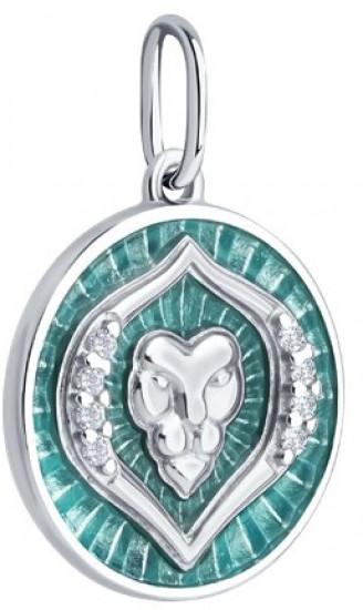 Подвеска из серебра с фианитами и эмалью