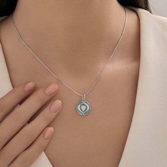 Подвеска из серебра с фианитами и эмалью