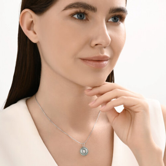 Подвеска из серебра с фианитами и эмалью