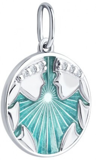 Подвеска из серебра с фианитами и эмалью