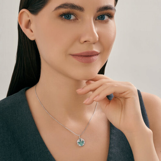 Подвеска из серебра с фианитами и эмалью