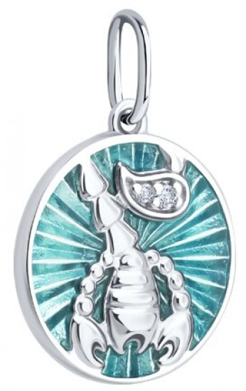 Подвеска из серебра с фианитами и эмалью