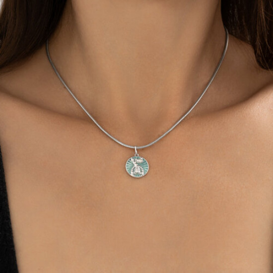 Подвеска из серебра с фианитами и эмалью