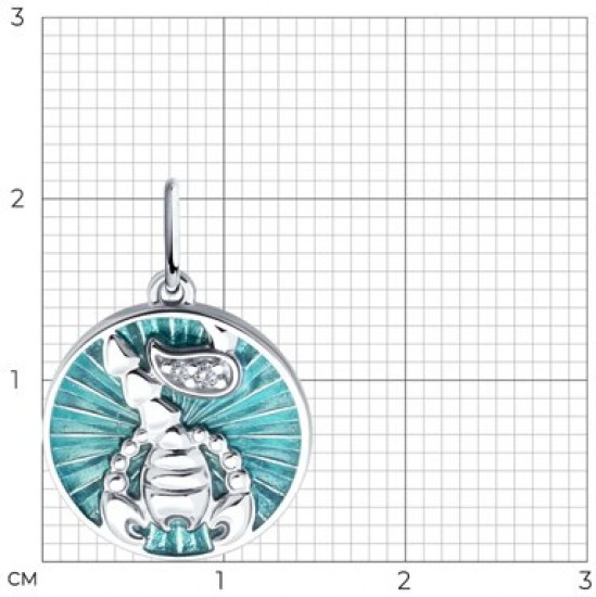 Подвеска из серебра с фианитами и эмалью