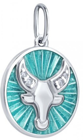 Подвеска из серебра с фианитами и эмалью