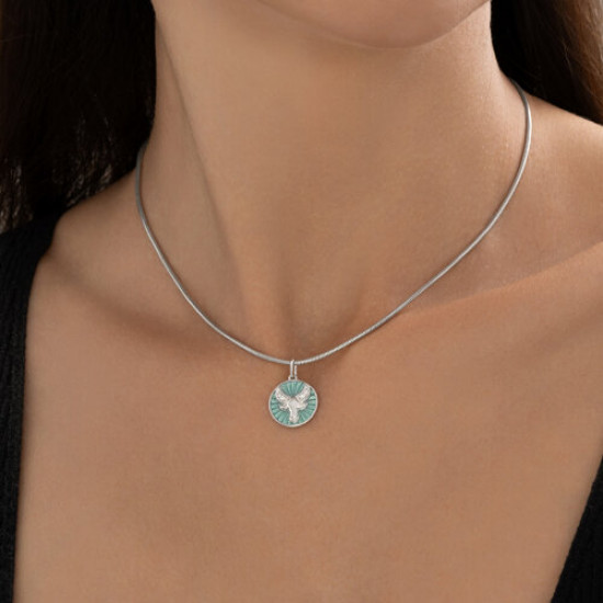 Подвеска из серебра с фианитами и эмалью