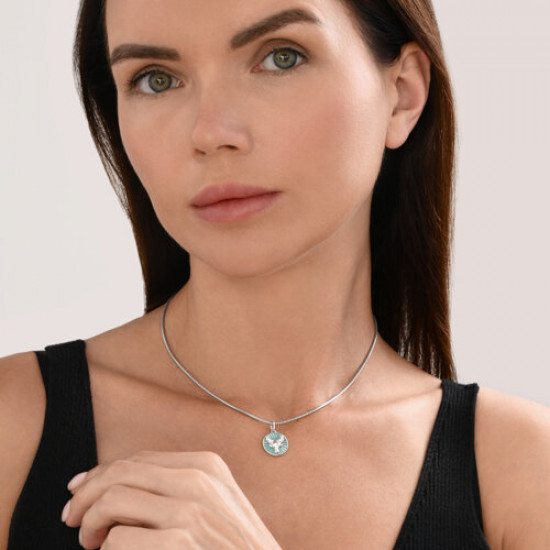 Подвеска из серебра с фианитами и эмалью