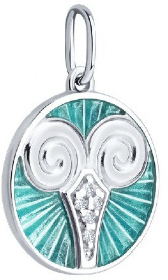 Подвеска из серебра с фианитами и эмалью