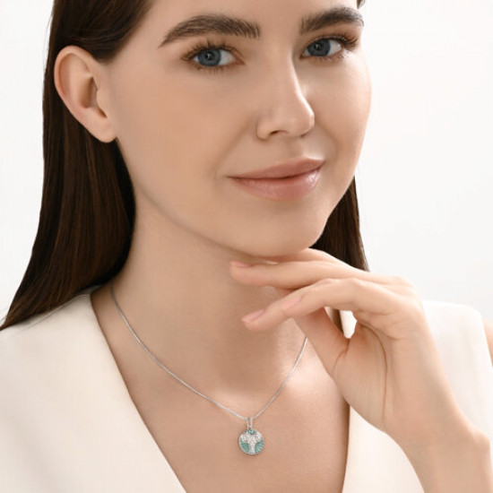 Подвеска из серебра с фианитами и эмалью