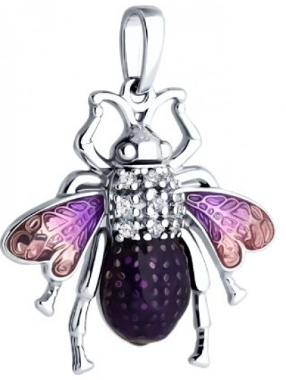 Подвеска из серебра с фианитами и эмалью