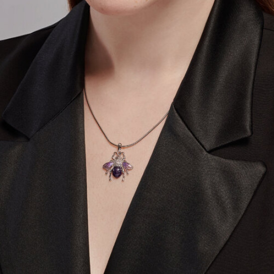 Подвеска из серебра с фианитами и эмалью