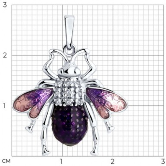 Подвеска из серебра с фианитами и эмалью