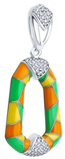 Подвеска из серебра с фианитами и эмалью
