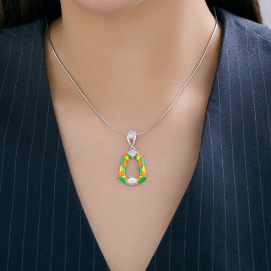 Подвеска из серебра с фианитами и эмалью