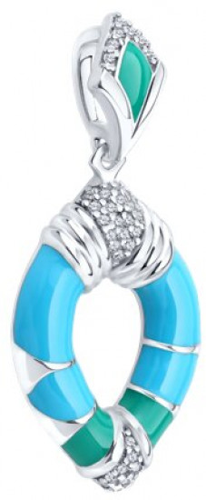 Подвеска из серебра с фианитами и эмалью