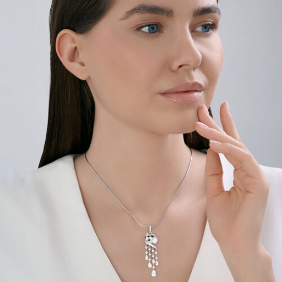 Подвеска из серебра с фианитами и эмалью