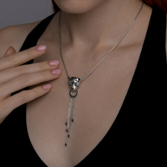 Подвеска из серебра с фианитами и эмалью