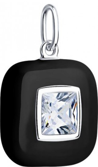 Подвеска из серебра с фианитом и эмалью