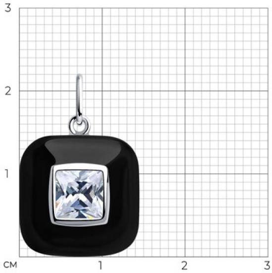 Подвеска из серебра с фианитом и эмалью