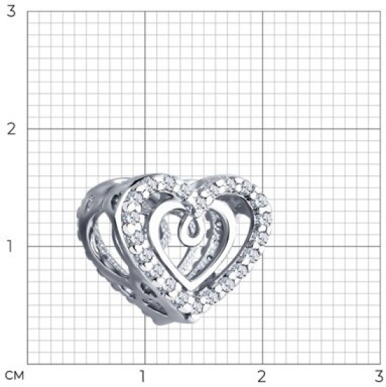 Подвеска-шарм  из серебра с фианитами