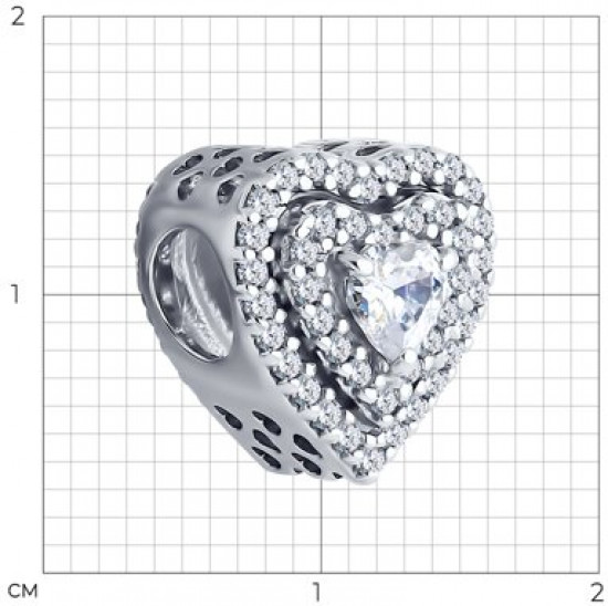 Подвеска-шарм  из серебра с фианитами