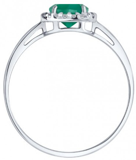 Кольцо из серебра с агатом и фианитами