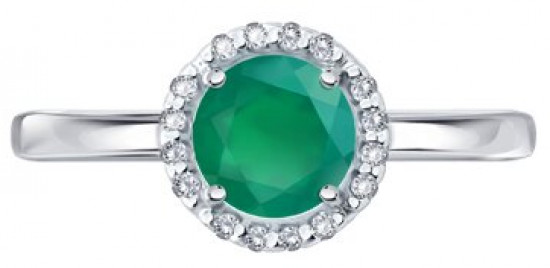 Кольцо из серебра с агатом и фианитами