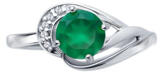 Кольцо из серебра с агатом и фианитами