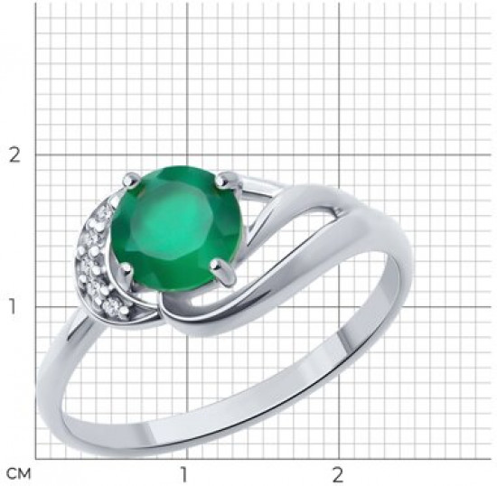 Кольцо из серебра с агатом и фианитами