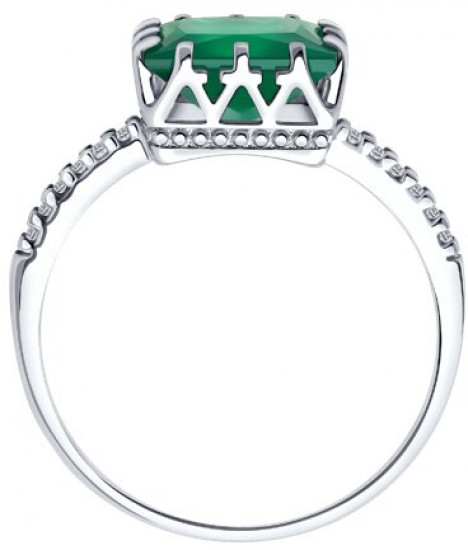 Кольцо из серебра с агатом и фианитами