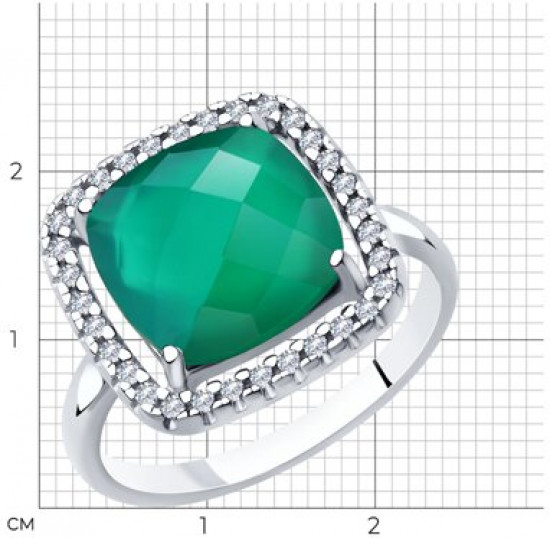 Кольцо из серебра с агатом и фианитами