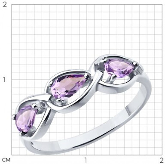 Кольцо из серебра с аметистами