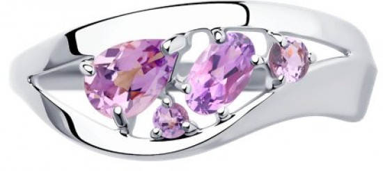 Кольцо из серебра с аметистами