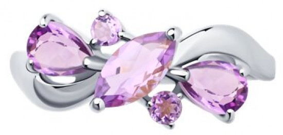 Кольцо из серебра с аметистами