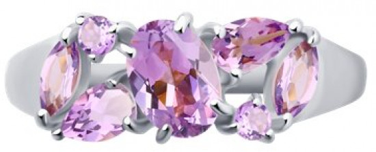 Кольцо из серебра с аметистами