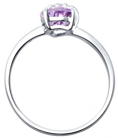 Кольцо из серебра с аметистом и фианитами