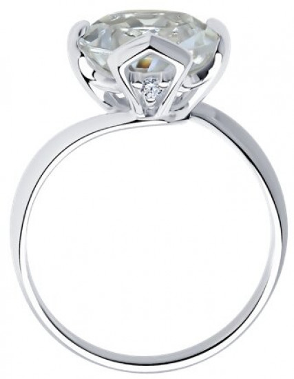 Кольцо из серебра с горным хрусталем и фианитами