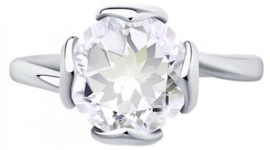 Кольцо из серебра с горным хрусталем и фианитами