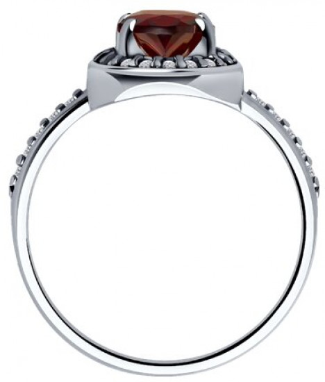 Кольцо из серебра с гранатом и фианитами