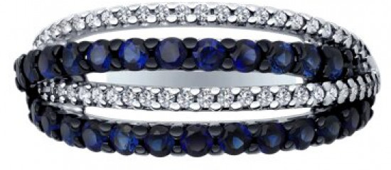 Кольцо из серебра с корундами и фианитами