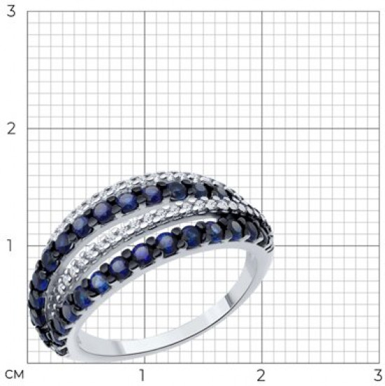 Кольцо из серебра с корундами и фианитами