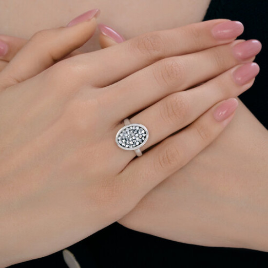 Кольцо из серебра с кристальной тканью