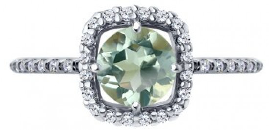 Кольцо из серебра с празиолитом и фианитами