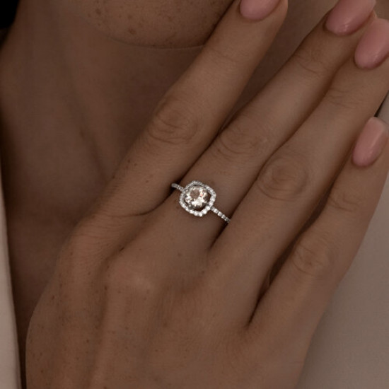 Кольцо из серебра с празиолитом и фианитами