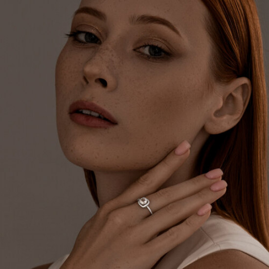 Кольцо из серебра с празиолитом и фианитами